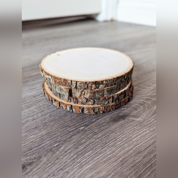4 Rustic Linden Tree Wood Coasters - Picture 3 of 6
